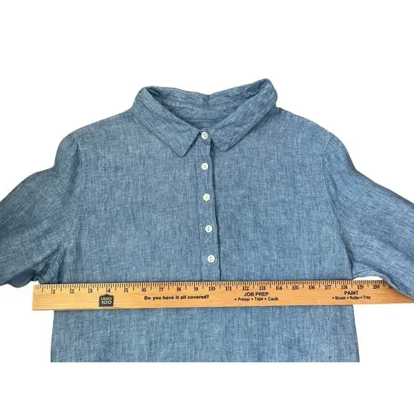 Orvis Shirt Blue Linen Lagenlook Coastal Summer Long Sleeves Buttons  Medium - Picture 5 of 7